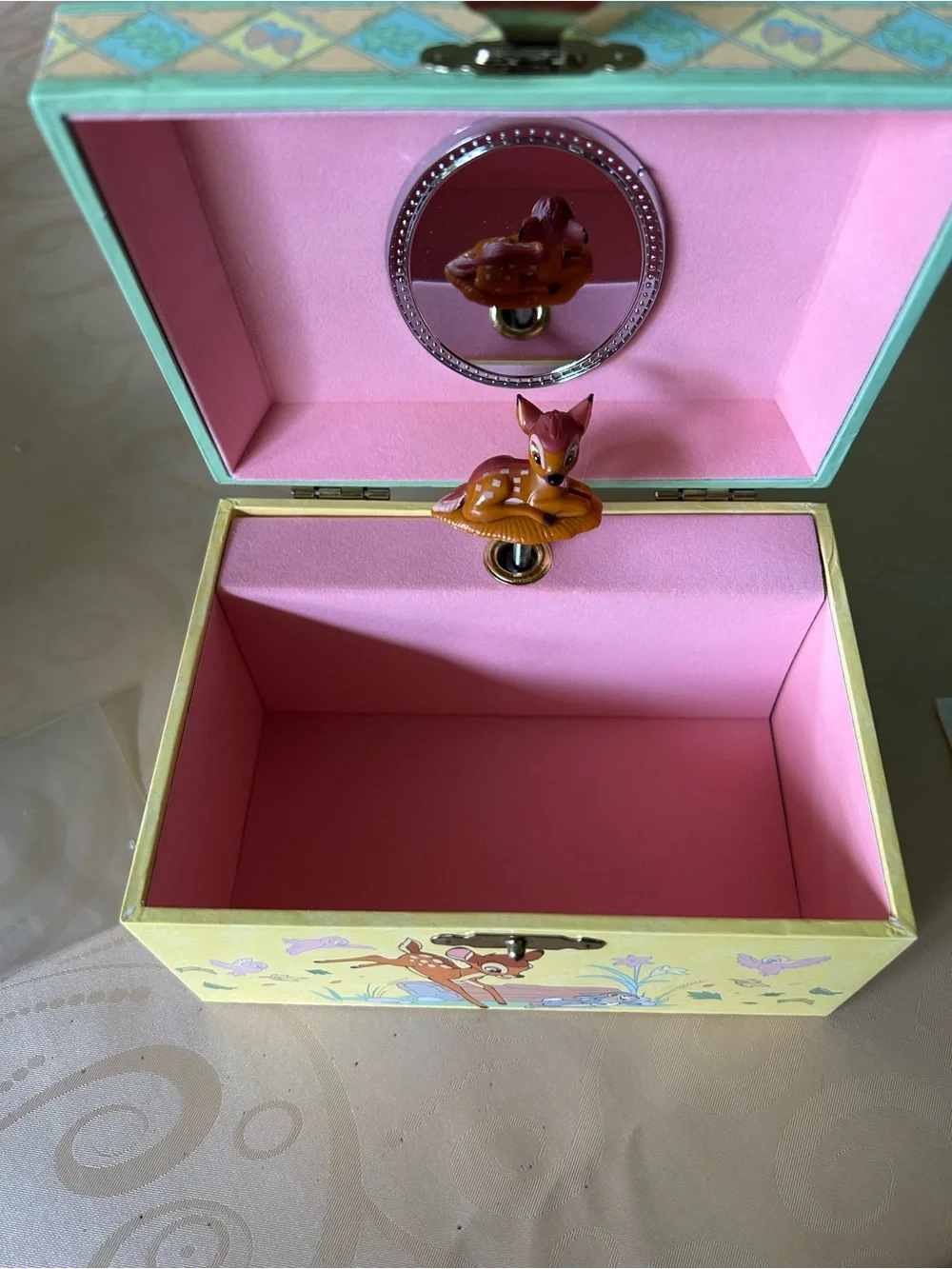 New - Vintage Disney Bambi Wind-up Musical Jewelry Box